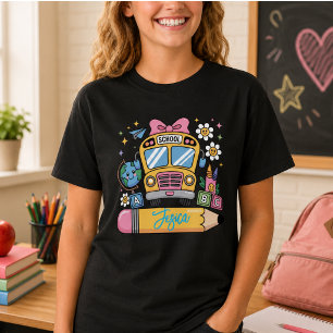 Camiseta Voltar ao Nome Personalizado do Coquette Escolar