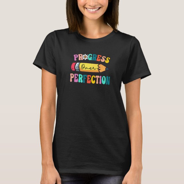 Camiseta Voltar às Aulas Progresso acima da Perfeição Profe (Frente)