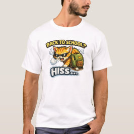 Camiseta Voltar às Aulas Sibilo Design de Gato Engraçado