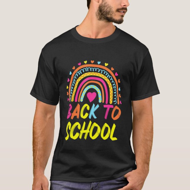 Camiseta Voltar às Cores Arco-Íris Meninas Meninos Professo (Frente)