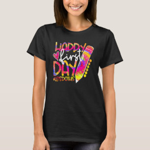 Camiseta Voltar às Cores de Lápis da Escola Tingidas Feliz