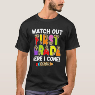 Camiseta Voltar às Escolas Relógio do Primeiro Dia Cuidado
