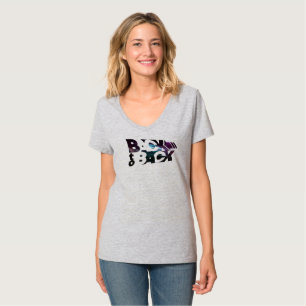 Camiseta Voltar para trás Pescoço-V feminino