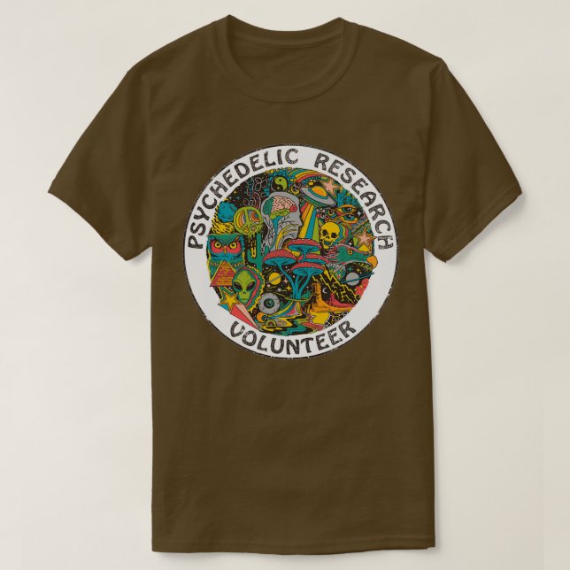 Camiseta Voluntariado da Pesquisa Psicodélica  (Frente do Design)
