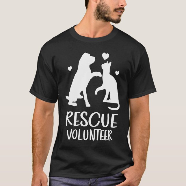 Camiseta VOLUNTÁRIO DE RESGATE Abrigo de Animais Cachorro G (Frente)