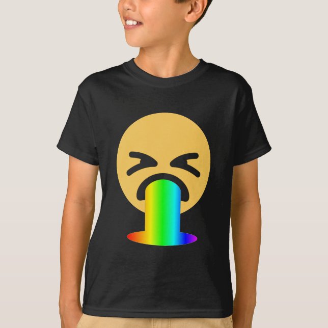 Camiseta vômito do arco-íris emoji (Frente)