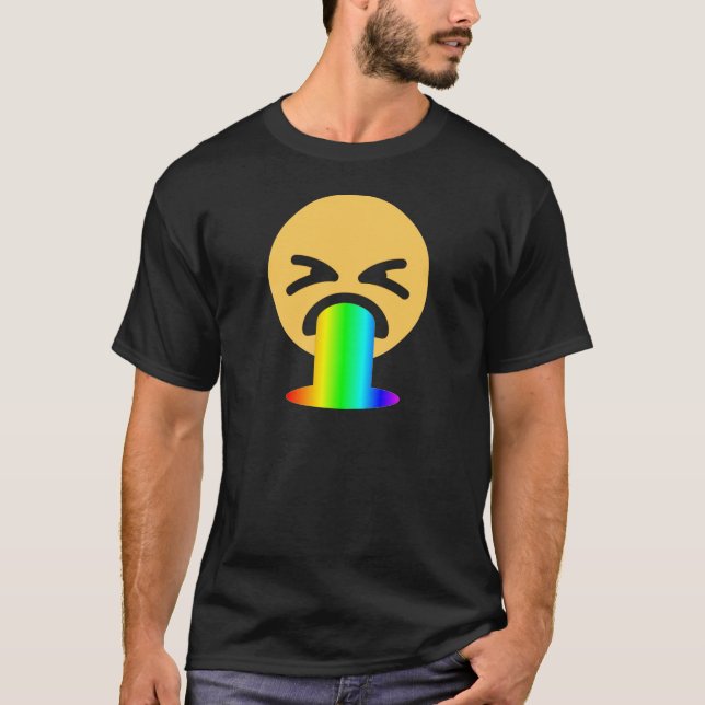 Camiseta vômito do arco-íris emoji (Frente)
