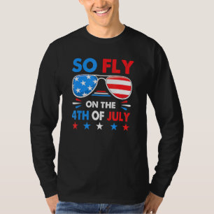 Camiseta Voo 4 De Julho Bandeira Americana Óculos Solares