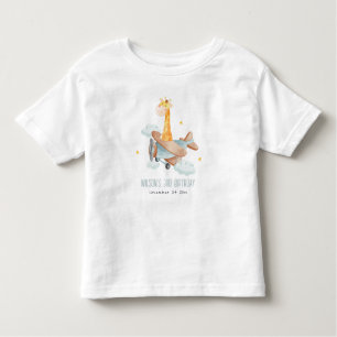 Camiseta Voo Azul Bonito Sobre Avião Animal Giraffe Anivers