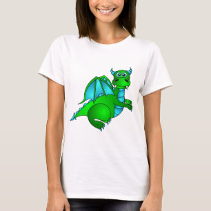 Camiseta Vôo crepuscular - dragão verde & azul bonito