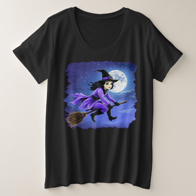 Camiseta Voo de bruxas - Wicca Halloween 1 (Frente do Design)