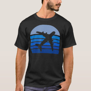 Camiseta Voo De Voo De Piloto De Silhueta Para Aviões Retro