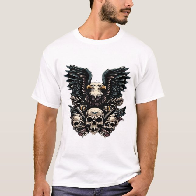 Camiseta "Voo feroz - Carteira de Arte Eagle Sticker" (Frente)