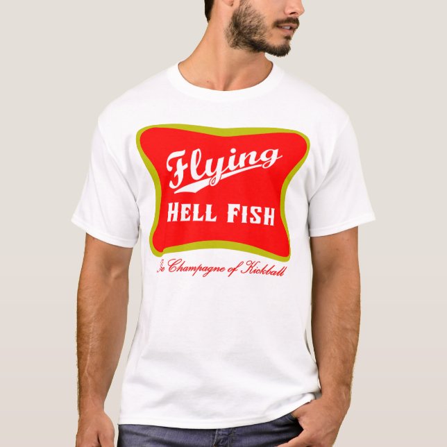 Camiseta Vôo Hellfish Champagne - vermelho com texto (Frente)