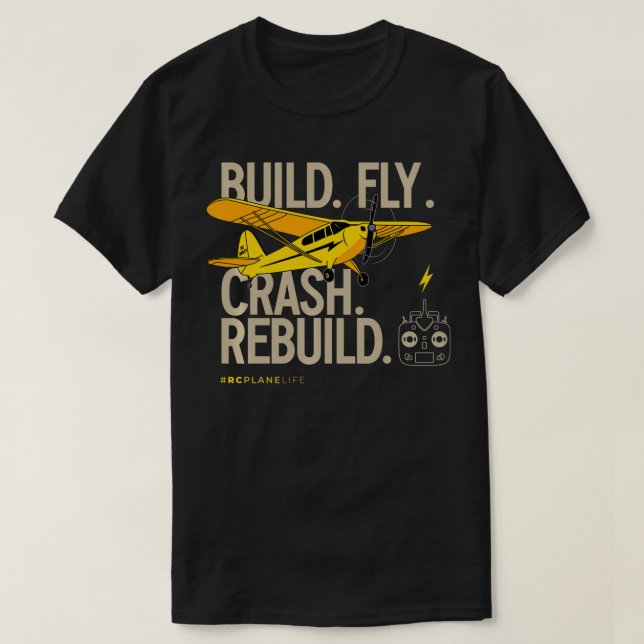 Camiseta Voo RC Presente Voo Rebuild Ar Amarelo (Frente do Design)