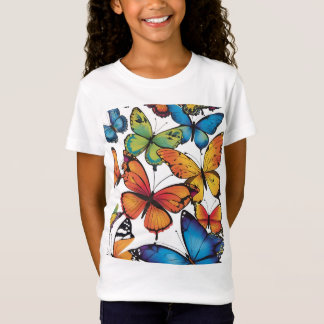 Camiseta Voo Whimsical: Uma Borboleta Vibrante Maravilha