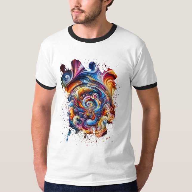 Camiseta Vórtice giratório de cores (Frente)