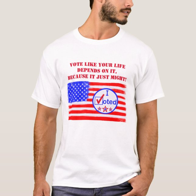 Camiseta "Vota Como A Tua Vida Depende..." Votando Direitos (Frente)