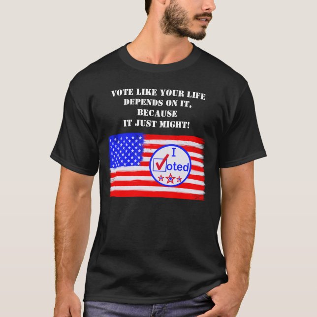 Camiseta "Vota Como A Tua Vida Depende..." Votando Direitos (Frente)