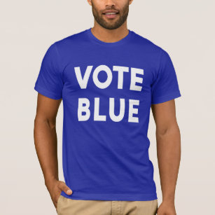 Camiseta Votação a frio Texto branco azul sobre política az