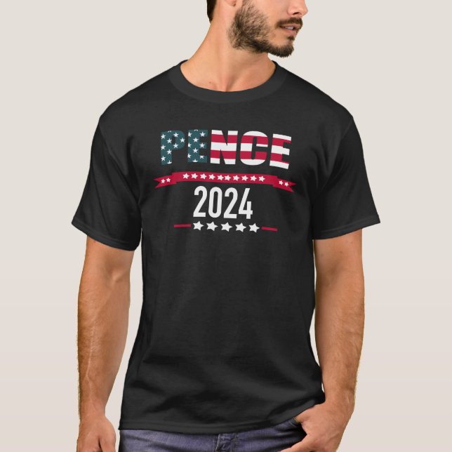Camiseta Votação Mike Pence 2024 Eleições de Bandeira Ameri (Frente)