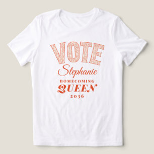 Camiseta VOTAÇÃO: Rainha rosa, Arco de coquete HOCO