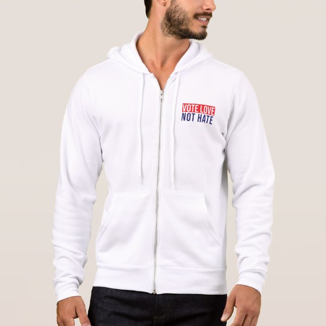 Camiseta Votar amor não odiar capuz (Frente)