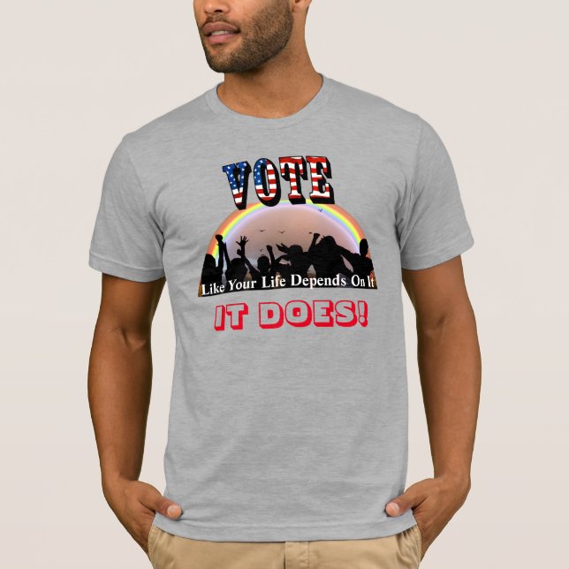 Camiseta VOTAR Como Sua Vida Depende Disso...Sim! (Frente)