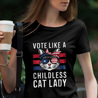 Camiseta Votar Como Uma Mulher Gata Sem Filha Ama De Gato P