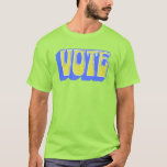 Camiseta Votar Cor Azul Amarelo-Amarelo-Colorida<br><div class="desc">Prepare-se para fazer sua voz ser ouvida com esta design de "Vote" ousada e divertida, com tipografia de groovy colorida em azul e amarelo. A mistura divertida de cores vibrantes e letras engraçadas traz uma vibração de retorno com uma reviravolta moderna, perfeita para encorajar o noivado cívico com um talão...</div>