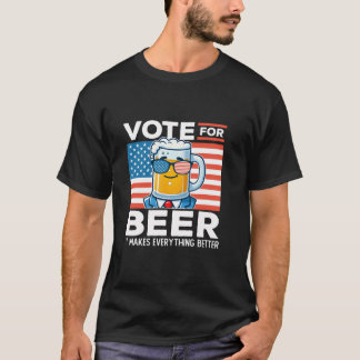 Camiseta Votar Para A Cerveja Faz Tudo Melhor Merica EUA