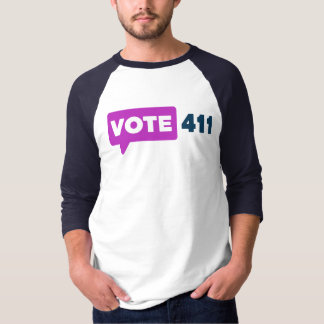 Camiseta Vote411 3/4 mangas Raglan Unisex Azul Mar