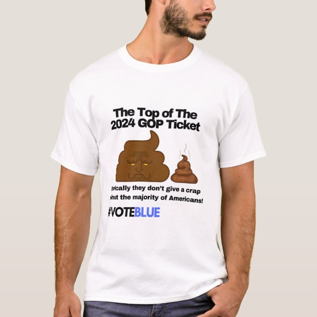 Camiseta Vote Blue 2024: Poop Anti-Trump Emoji Design (Frente)