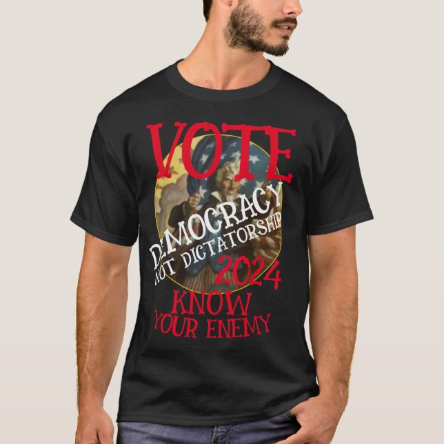 CAMISETA VOTE DEMOCRACIA NÃO DITADURA 2024 (Frente)