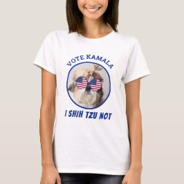 Camiseta Vote Kamala EUA bandeira Shih Tzu Não é um cachorr