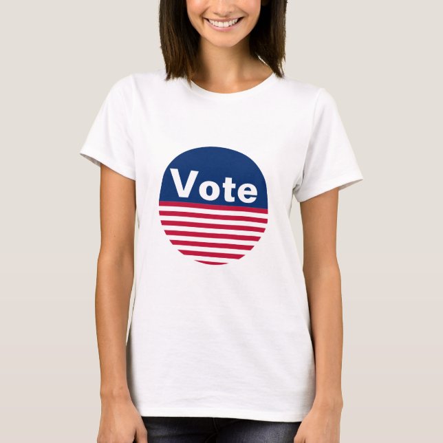 Camiseta Vote Red White e Blue Patriotic Stripes (Frente)