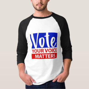 Camiseta VOTE Sua Voz Importa Vermelho e Azul Coloridos