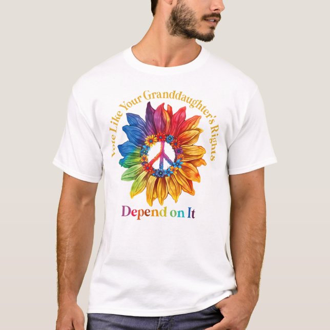 Camiseta Votem como os direitos de sua neta dependem disso (Frente)