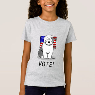 Camiseta Votem! Velha Cinza Inglesa Sheepdog 1 Política Cus