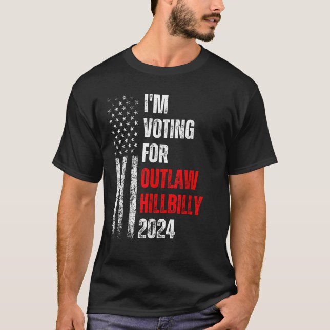 Camiseta Voto a favor do Outlaw Hillbilly 2024 Bandeira dos (Frente)
