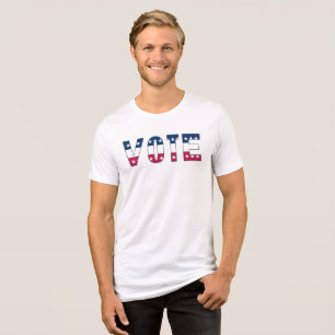 Camiseta VOTO Branco vermelho e azul com estrelas
