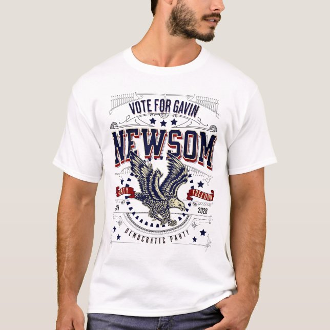 Camiseta Voto para Gavin Newsom 2028 Eagle Patriotic (Frente)