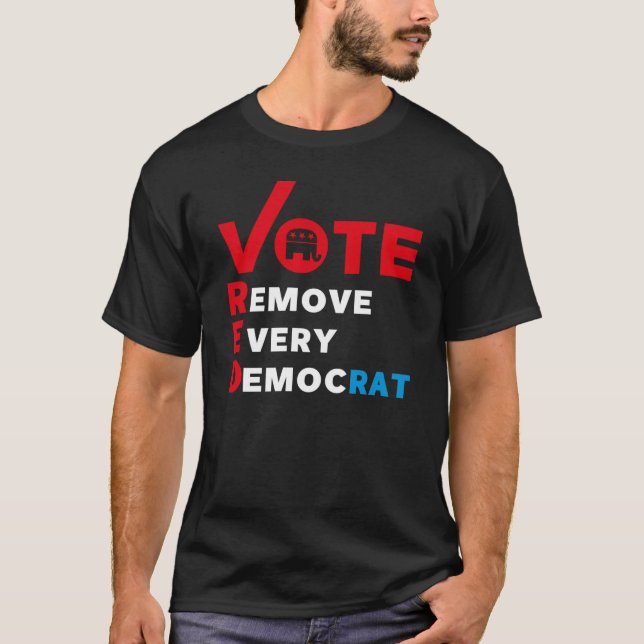 Camiseta voto vermelho remover todos os democratas (Frente)