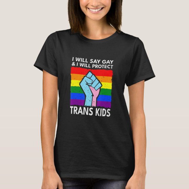 Camiseta Vou Dizer Gay E Protegerei O Trans Retro Vin (Frente)