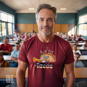 Camiseta Vou Ensinar por Tacos Professor Homem Música Essen
