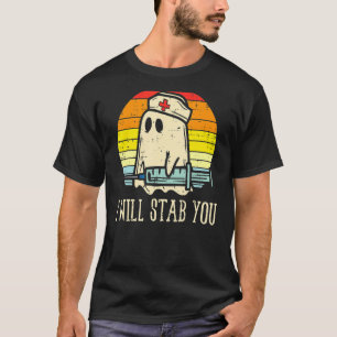 Camiseta Vou Esfaqueá-La Enfermeira Fantasma Retro Hallowee