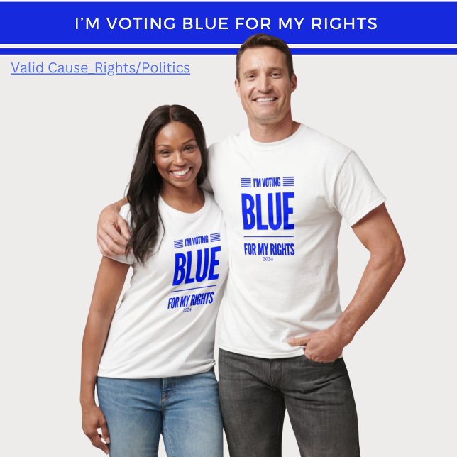 Camiseta Vou votar Democrata Azul (Criador carregado)