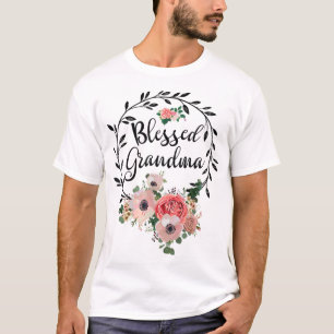 Camiseta Vovó Abençoada Para Mulheres Flores Vovó Decente