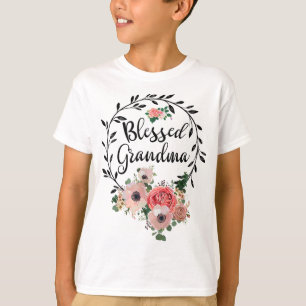 Camiseta Vovó Abençoada Para Mulheres Flores Vovó Decente