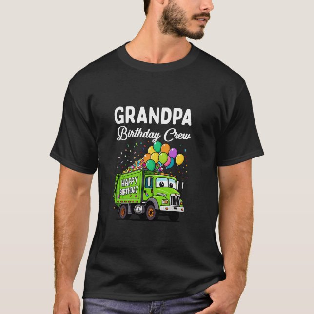 Camiseta Vovô Aniversário da Tripulação Garçom Garbage Truc (Frente)